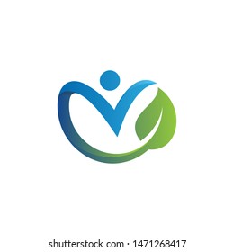 Letter V leaf logo template design - vector