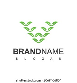 Plantilla de logotipo de hoja de letra V
