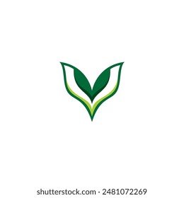 Plantilla con el logotipo de la hoja V. V Diseño de logotipo inicial