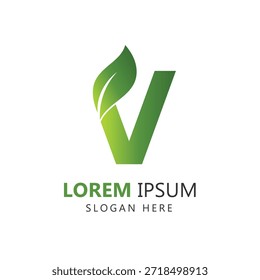 Letra V Plantilla del logotipo de la hoja