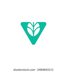 Letter V leaf Logo vector. Growth Leaf V Icon