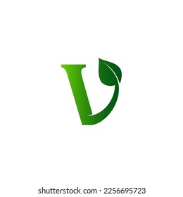 letter V and leaf vector illustration for icon,symbol or logo. letter V initial logo