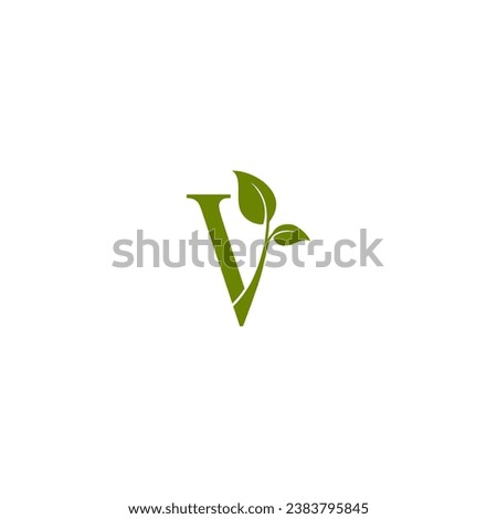 letter V and leaf vector illustration for icon, symbol or logo. V initials logo. vegetarian logo