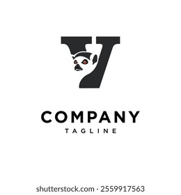 Letter V Lemur Logo Icon vector