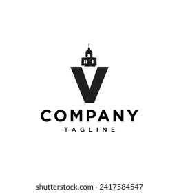 Letter V Lighthouse logo icon vector template.eps
