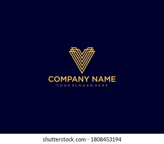 Letter V line logo design. Linear creative minimal monochrome monogram symbol. Universal elegant vector sign design. Premium business logotype. Graphic alphabet symbol for corporate business identity