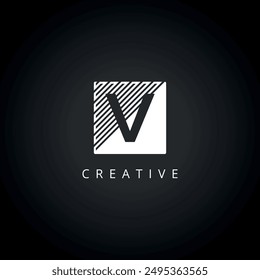 Letter V Line Logo Icon with Elegant Vector Template.