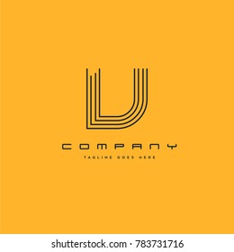 Letter V line logo icon. Stroke letter vector element.
