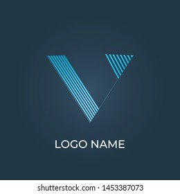 Letter "V" lines logo isolated. Alphabet vector