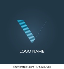 Letter "V" lines logo isolated. Alphabet vector
