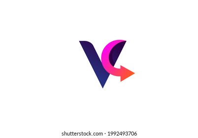 letter V linked combine stylish trendy arrow logo