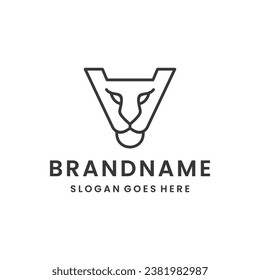 Letter v lion abstract logo template vector illustration design