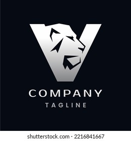 Letter V Lion Head Logo Design