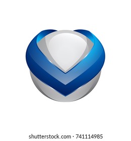 letter V logo 3D template