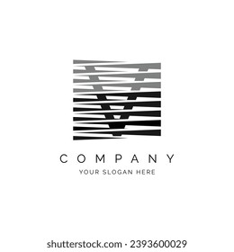 Logo de la carta V, diseño cuadrado moderno abstracto adecuado para web y compañía zigzag estilo corte