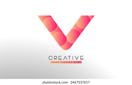Letter V-Logo aus abstrakten Formen. Buntes Monogramm-Zeichen-Logo. Vektorillustration.