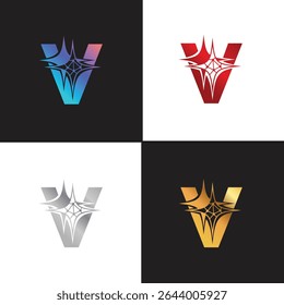 Letter V logo, V logo, AI logo set, modern and minimal design, tech-inspired, colorful icons and symbols, suitable for artificial intelligence, innovation, branding, startups, and digital identity.