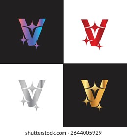 Letter V logo, V logo, AI logo set, modern and minimal design, tech-inspired, colorful icons and symbols, suitable for artificial intelligence, innovation, branding, startups, and digital identity.
