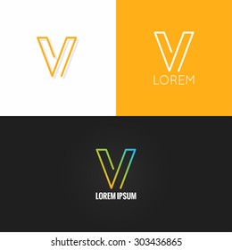 fondo del conjunto de iconos de diseño del logotipo V letra