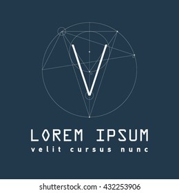 Letter V Logo . Alphabet design element . Geometric ABC concept type as logotype. Typography icon line art. Moden. Hipster font