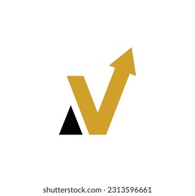 Letter V logo with up arrow Concept Logo is a consulting, training and business development company