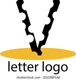 letter V logo with carved patterns modern design on a white background