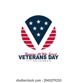 The letter V logo and circle form the flag of the USA and the rank of soldier as a symbol of veterans