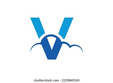 Letter V logo with cloud symbol Vector design concept.