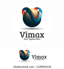 Letter V logo, colorful and modern design concept with 3d style .