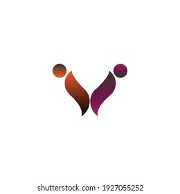 Letter V logo with colorful spheres or dots and lines. Colorful vector design for banner  presentation  web page  app icon  card  labels or posters.