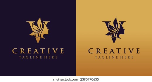 Letter V logo combination  beauty logo icon Premium Vector