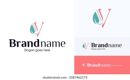 Letter V logo combination with leaf icon, Symbol usable used for growing Business, Skin care, Boutique, Identity, Beauty salon, Fashion, Jewelry, Hotel, Beauty products, Spa, etc. Feminine style logo