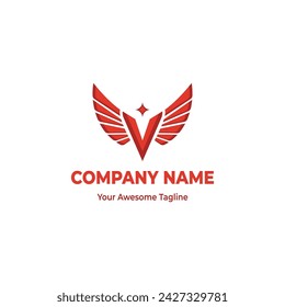 The letter V logo combined with the shape of a wing means that your company will fly high and achieve success