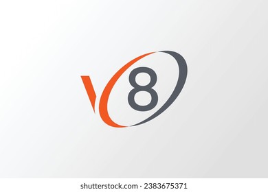 Buchstabe V Logo, V Symbol mit Ziffer 8, V8 Logo