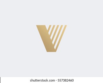 Letter V Logo concept. Creative Gold Line Monochrome Monogram emblem design template. Graphic Alphabet Symbol for Corporate Business Identity. Creative Vector element