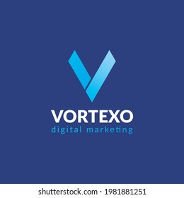 letter v logo concept modern technology digital marketing
