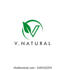 Letter V logo concept. Natural eco symbol design vector illustration