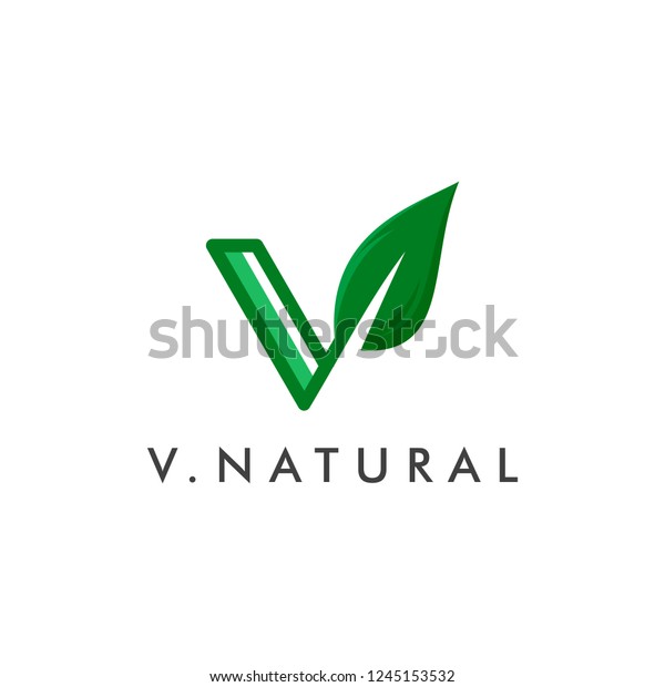Letter V Logo Concept Natural Eco Stock Vector (Royalty Free) 1245153532