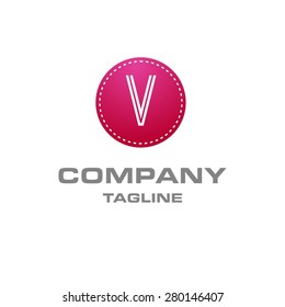 Letter V logo , creative Pink Fasihon circle , Elegant calligraphic , Company logo design . vector illustration