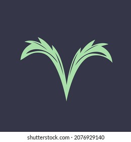 Letter V logo. Decorative typography icon isolated on dark fund. Green alphabet initial monogram. Character sign. Modern design, elegant, health, beauty style symbol. Nature, leaf element.
