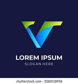 Logo-Design von Buchstabe V mit 3D-Farbstil