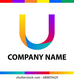 Letter V logo design. Abstract minimalistic symbol made of stripes with color and gradient palettes.