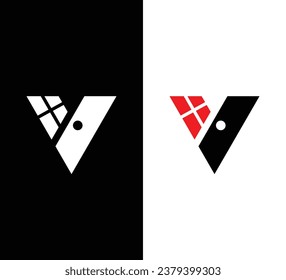 Diseño del logotipo de la carta V. Logo en blanco y negro. Usable para logotipos de empresas. Plantilla de diseño de logotipos de vectores planos