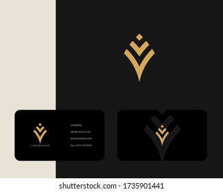 Letter V V logo design with business card vector template. creative minimal monochrome monogram symbol. Premium business logotype. Graphic alphabet symbol for corporate identity