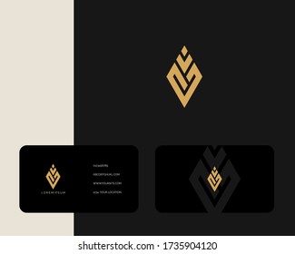 Letter V V logo design with business card vector template. creative minimal monochrome monogram symbol. Premium business logotype. Graphic alphabet symbol for corporate identity