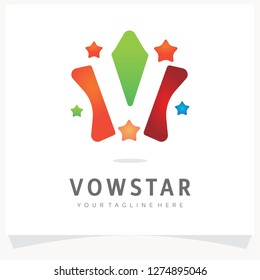 Letter V Logo Design with Colorful Polygon Comet, Logo Design Template Inspiration, App Icon Design
