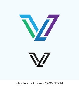 Ilustración del concepto de diseño del logotipo de carta V