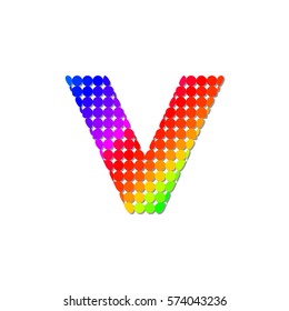 Letter V Logo Design Concept in Colorful Dots Pattern Fill 
