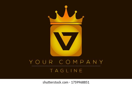 Letter V Logo Design, Creative Modern Icon V With Crown Head