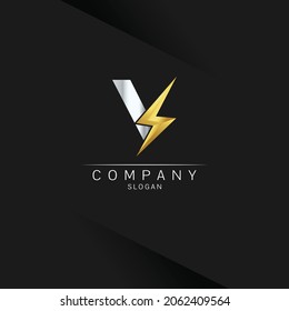 Logo-Design des Buchstaben V, Vektorgrafik des Logos für elektrische Bolzen